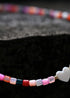 Boho Necklace, Seed Bead Choker, Pearl Heart